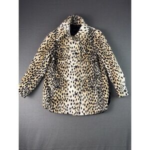 Vintage Faux Fur Safari Sportowne Leopard Print Coat Women’s Large